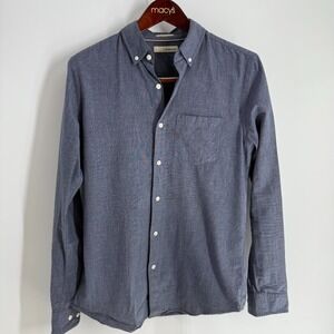 Hawker Rye Slim Fit Long Sleeve‎ Subtle Textured Button Down Shirt Blue Size ST